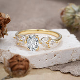 1 Carat Oval Cut 4 Prong Classic Lab Diamond Nature Inspired Engagement Ring